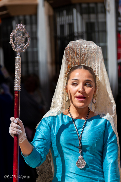 Semaine sainte, femme en mantille, Ronda, Espagne