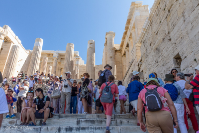 Foule à l'Acropole, Athènes, Grèce
