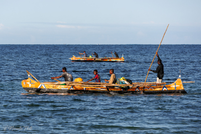 Pirogues à balancier du pays Vezo, lagon d'Ifaty