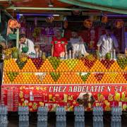 Marchands de jus de fruits, place Jemaa El Fna, Marrakech