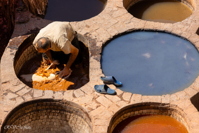 Tannage des peaux, préparation des cuirs, Fès, Maroc