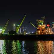 Saïgon vue du port la nuit, Vietnam 2020